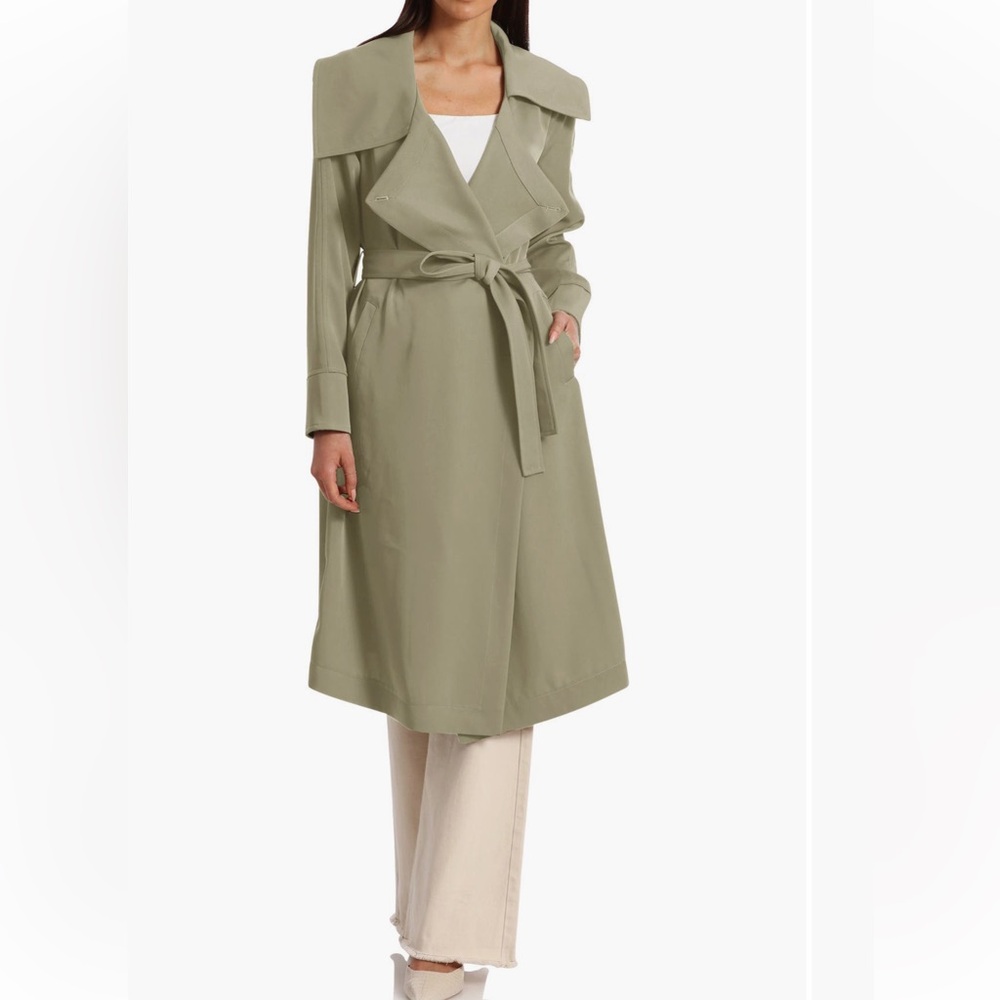 Avec Les Filles Belted Drape Trench Coat